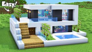 Minecraft: How to Build a Small Modern House Tutorial (Easy) #71 - Interior in Description!