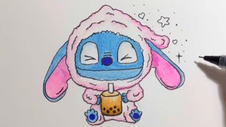 طريقة رسم ستيتش | رسم سهل وبسيط