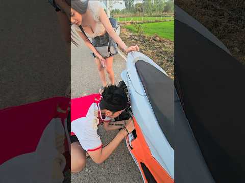 A woman's car broke down on the road alone. #fpy #funny #automobile #comedy #memes