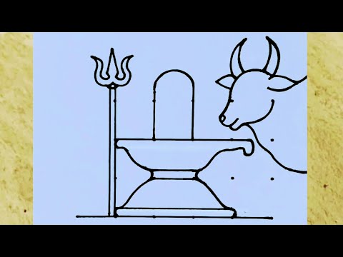 Shivaratri Rangoli from 4×5 dots easy // How to draw a Shiva lingam and Nandi // Shivaratri drawing