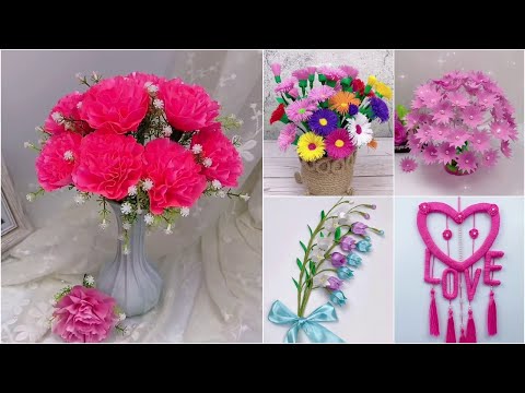 DIY Floral Craft Ideas Using Paper and Plastic | Creative Home Decor Projects