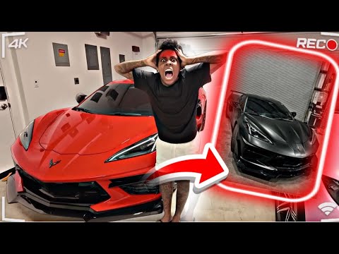 UNWRAPPING My GIRLFRIEND CORVETTE WITHOUT HER KNOWING 😱