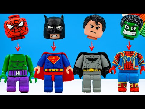 How to make lego robot mod superhero Superman, Batman and Spider-man, Hulk with Clay