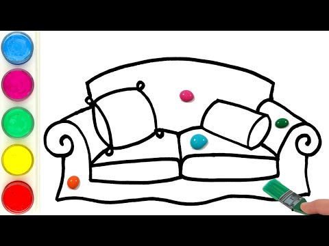 Sofa Drawing, Painting and Coloring for Kids, Toddlers | Let's Draw, Paint Together