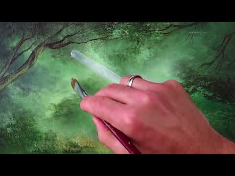 Ray of Light in Dark Green Forest | Acrylic Landscape Painting | Easy for Beginners