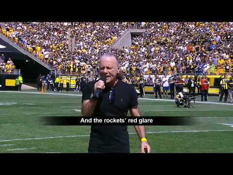 Bruce singing the USA national anthem at the game between the Steelers and the Seahawks!