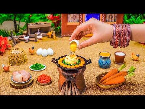 Miniature Chicken Fried Rice Recipe | How To Make Chicken Fried Rice | Egg Fried Rice | Tiny Foodkey