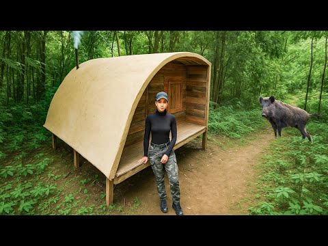 Building a Survival Wooden Shelter in 7 Days | Bushcraft Skills to Hide from Wild Animals