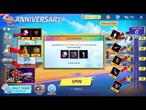 How To Complete Free Fire 8th Anniversary Event 🎉 | Get All Free Rewards Fast!