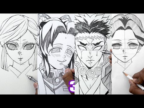 How To Draw DEMON SLAYER characters Compilation【イラストメイキング】