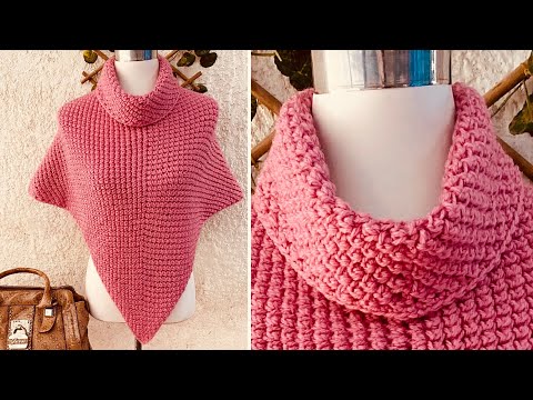 Adorable Cowl Crochet Poncho Easy with Sizes