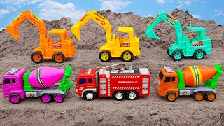 Excavator’s Muddy Misadventure! Mixer Trucks
