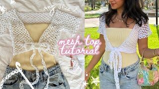 how to crochet a tie front mesh top (ANY size) | step-by-step tutorial + giveaway!!