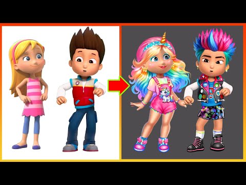 Paw Patrol: Ryder & Katie Glow Up Rainbow Style 🌈🌈 Paw Patrol Rescue #transformation