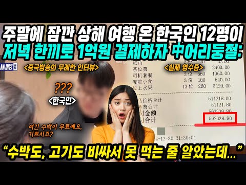 중국반응│주말에 잠깐 상하이 여행 다녀오는 한국인들│한국인 여행객 12명이 한끼 1억원 결제하자 중국반응│한국인 대상 중국 방송국에 무례한 인터뷰│중국어로[路]