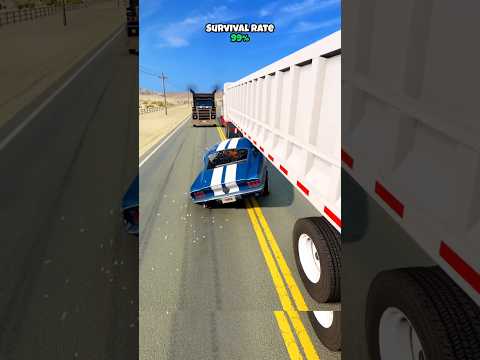 Which car goes under the trailer and survives? #beamng #beamngcrashes #beamngdrive #game #gameplay