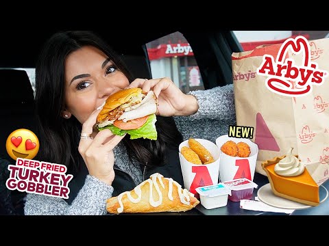 Arby's Thanksgiving Mukbang! Trying the NEW Deep Fried Turkey Sandwich & Fried Mac n' Cheese Bites!