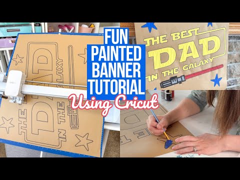 TRENDY PAINTED BANNER SIGN ON KRAFT PAPER USING CRICUT! LAST MINUTE FATHER'S DAY IDEA