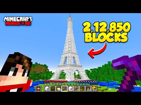 I Built A HUGE Eiffel Tower In Minecraft Hardcore