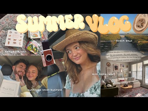 SUMMER VLOG 🎀🥯🕊️ beach day, baby book haul, mini reset, home updates & running small business!