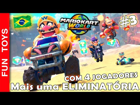 Mario Kart World #3 - Mais uma corrida IRADA no modo ELIMINATÓRIA!!! Com 4 Jogadores!!!