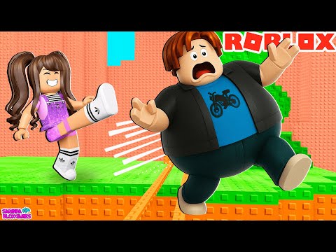 CHUTEI MEU AMIGO GORDO NO ROBLOX!!