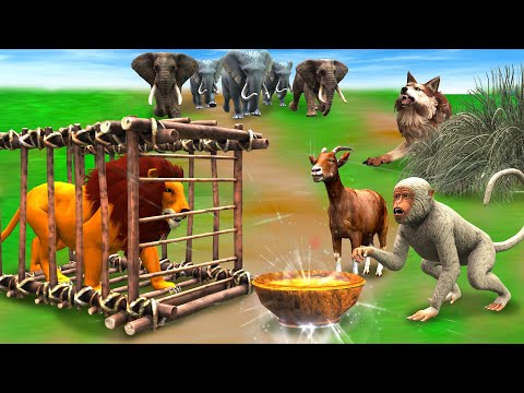 चतुर बंदर बकरी शेर और जादुई कटोरा Bandar Bakari Sher aur Jadui Katora Monkey, Goat, Lion Magic Bowl