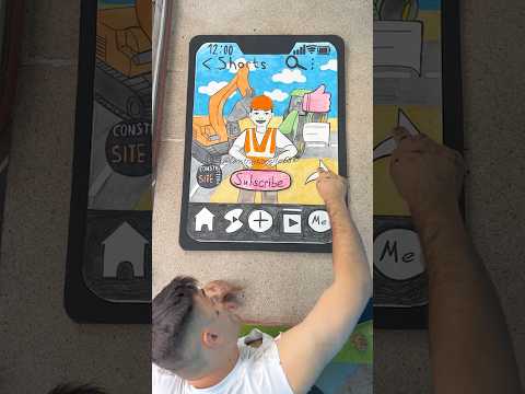 RC excavator and giant phone