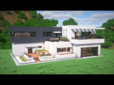 Minecraft: How To Build a Modern House Tutorial(#42) | 마인크래프트 건축, 모던하우스, 인테리어