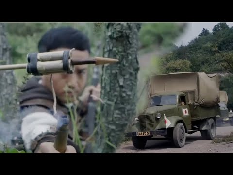 {抗日功夫电影} 中國獵人伏擊日軍車隊，發射火箭彈炸殘日軍  ⚔️  抗日