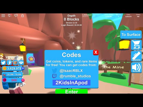 all mining simulater codes roblox