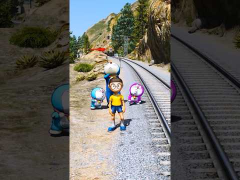 NOBITA HIJACK TRAIN TO SAVE DORAEMON MOTHER LIFE! #shorts #gta5