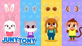 Onde Estão Minhas Orelhas? 👂 | Música Infantil Divertida com Animais 🐰🐱🐻 | JunyTony em Português