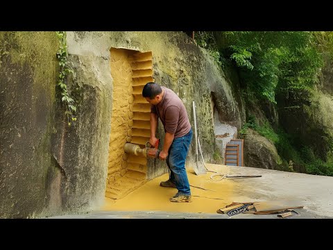 A man carves a mountain and builds a house using only one tool - Part 1 