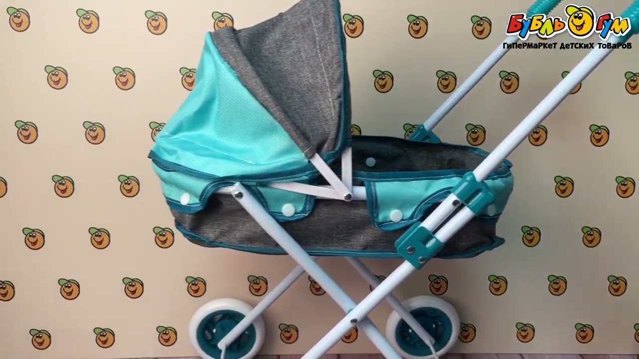 Коляска Lanson Toys прогулочная для куклы зелено-серая - видео