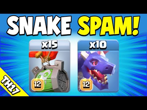 Snake Barrel Spam = UNSTOPPABLE!!! Best TH17 Attack Strategy (Clash of Clans)