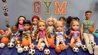 Gym class ! Elsa & Anna toddlers - new coach - Barbie dolls