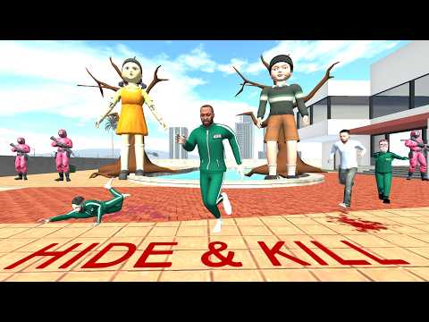 Franklin Play Squid Game Hide & Seek with New Squid Doll Boy in Indian Bike Driving 3D