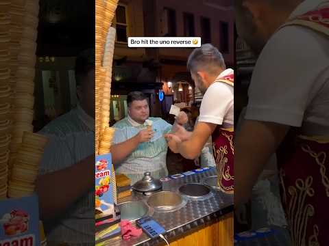 He hit the Uno Reverse on this street vendor ? #funny