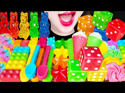 ASMR Color Dice Candy, Edible Spoon Dessert 주사위 사탕 먹는 숟가락 먹방 Mukbang, Eating