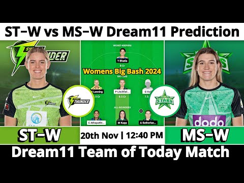 ST-W vs MS-W Dream11 Prediction | Dream11 Team Of Today Match | Dream11 Prediction Today Match