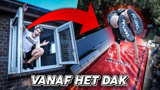 VANAF HET DAK IN DE AIRBAG SPRINGEN!!
