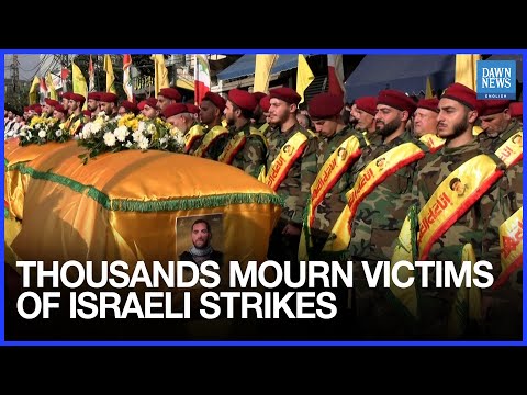 YouTube video thumbnail: Thousands Attend Funeral in Nabatieh After Deadly Israeli Strikes