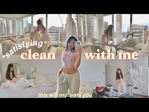 huge DEEP CLEAN + organize with me! *satisfying + motivating* | apartment reset & aesthetic vlog