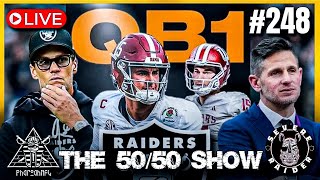 LIVE🚨50/50show🏴‍☠️Mendoza vs Simpson QB1? New #Raiders coach, Latest #RaiderNation news & rumors‼️