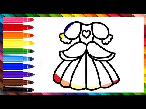 Beautiful Dress Drawing, Coloring,Painting For Kids & Toddlers || Child Art