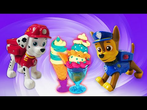 Il gelato per i Paw Patrol giocattolo! Video per bambini. Storie per bambini. Scuola Allegra