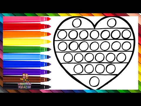 Dibuja y Colorea Un Corazón POP IT ❤️🔴🟠🟡🟢🔵🟣🌈 Dibujos Para Niños