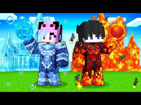 ICE vs FIRE Kingdom Survival Battle in Minecraft