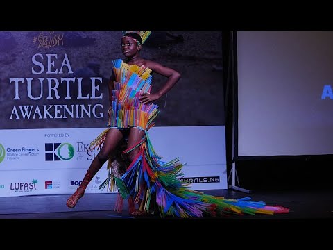 YouTube video thumbnail: Plastic Bottles and Food Wrappers Hit the Runway in Lagos “Trashion” Show